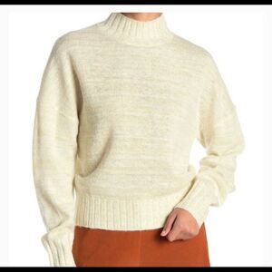 NSR Cream/Gold Sparkle Mock Neck Knit Sweater Size XL